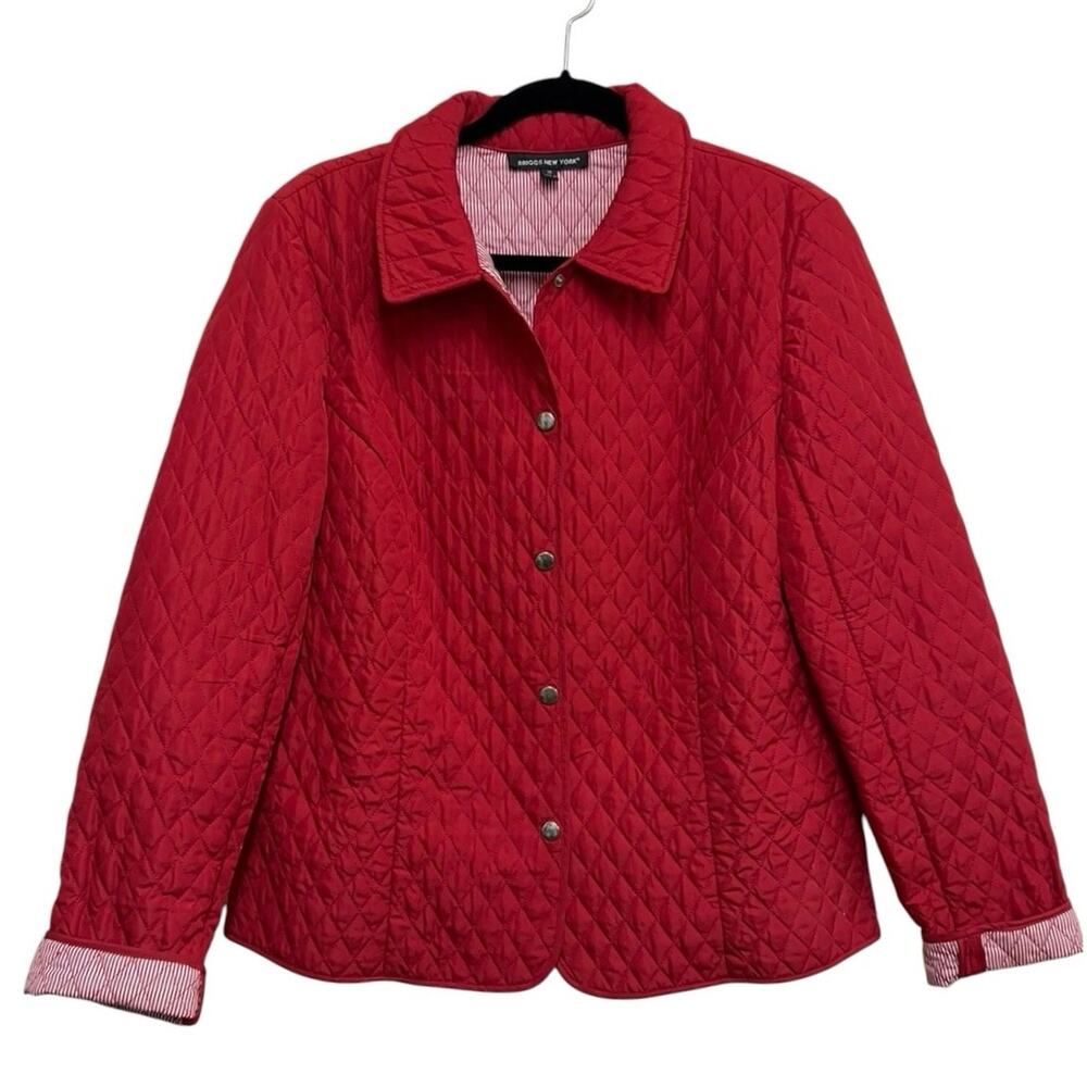 Briggs New York‎ Red Quilted Jacket Womens 14 Snap Front